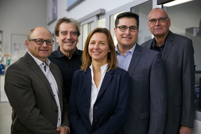 Gründungsteam: (v.l.), Dr. Andreas Hüser, Prof. Dr. med. Hans-Dieter Volk, , Dr. Kerstin Jülke, Dr. Levent Akyüz, PD Dr. Gerald Grütz (Foto: CheckImmune)