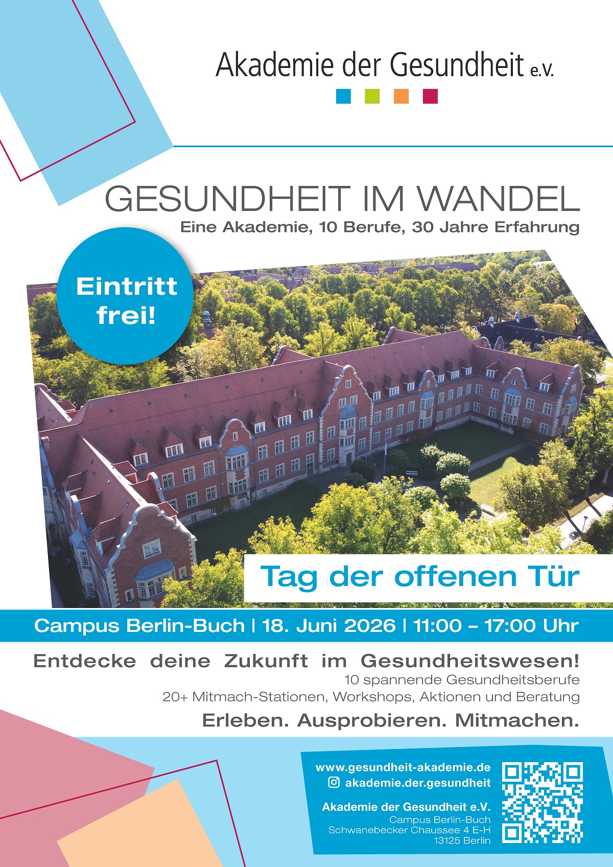 Plakat für den Tag der offenen Tür in der Akademie der Gesundheit 2026